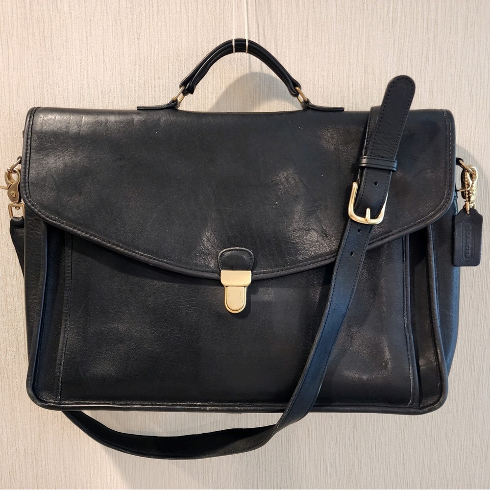 RARE Vintage Coach Gen Leather Large  Morgan Briefcase wBrass TouchLock Closure